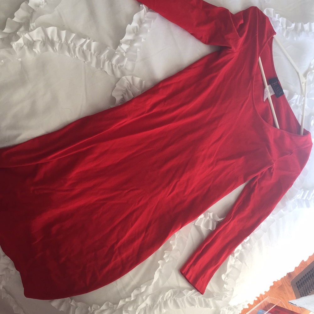 Hot Miami styles Red stretchy long sleeve dress